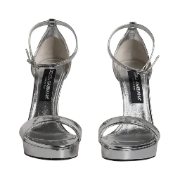 Silver KEIRA Heels Ankle Strap Sandals Shoes