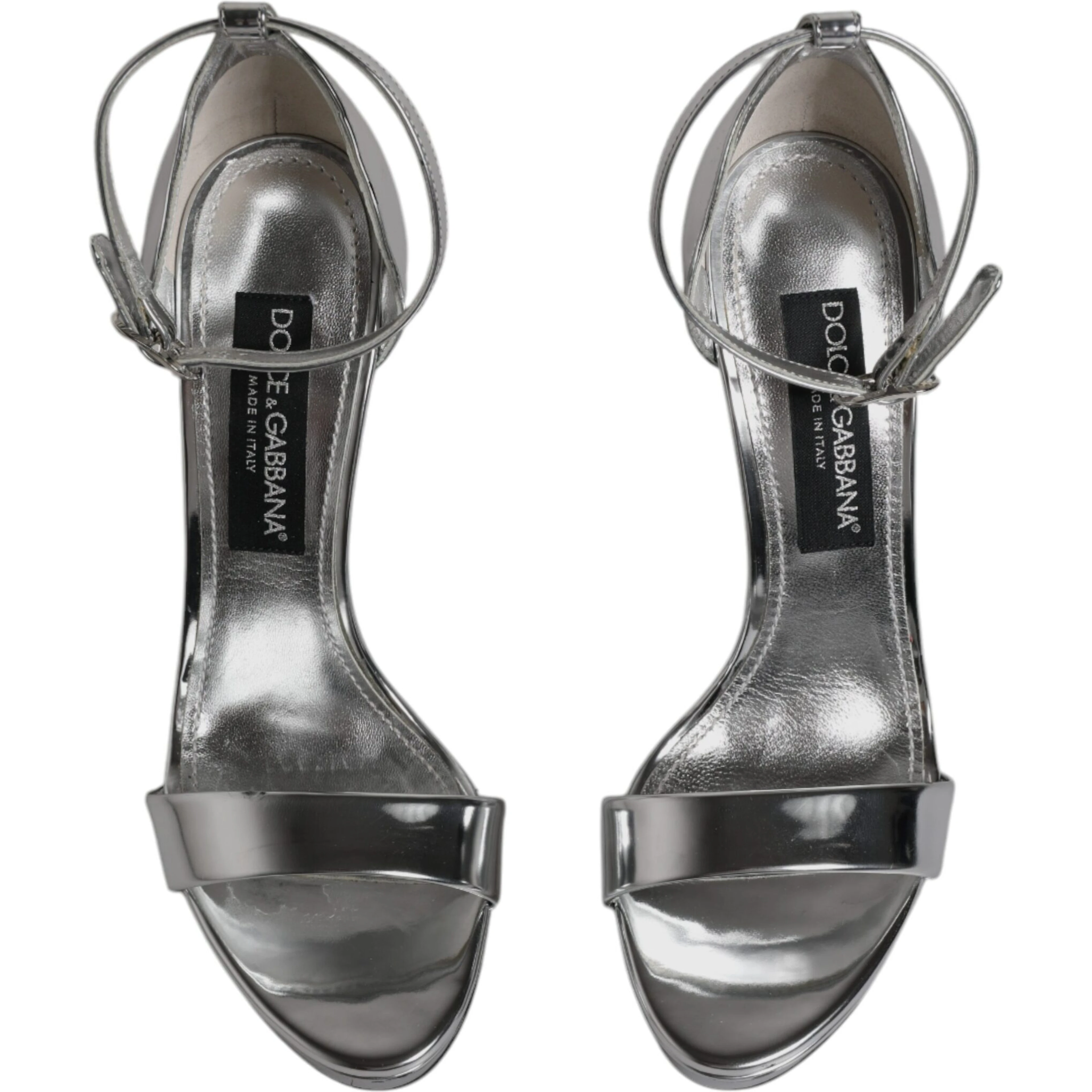 Silver KEIRA Heels Ankle Strap Sandals Shoes