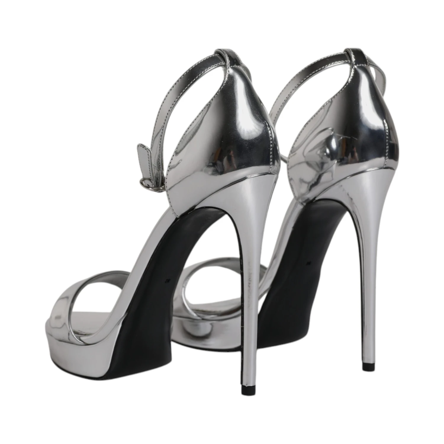 Silver KEIRA Heels Ankle Strap Sandals Shoes