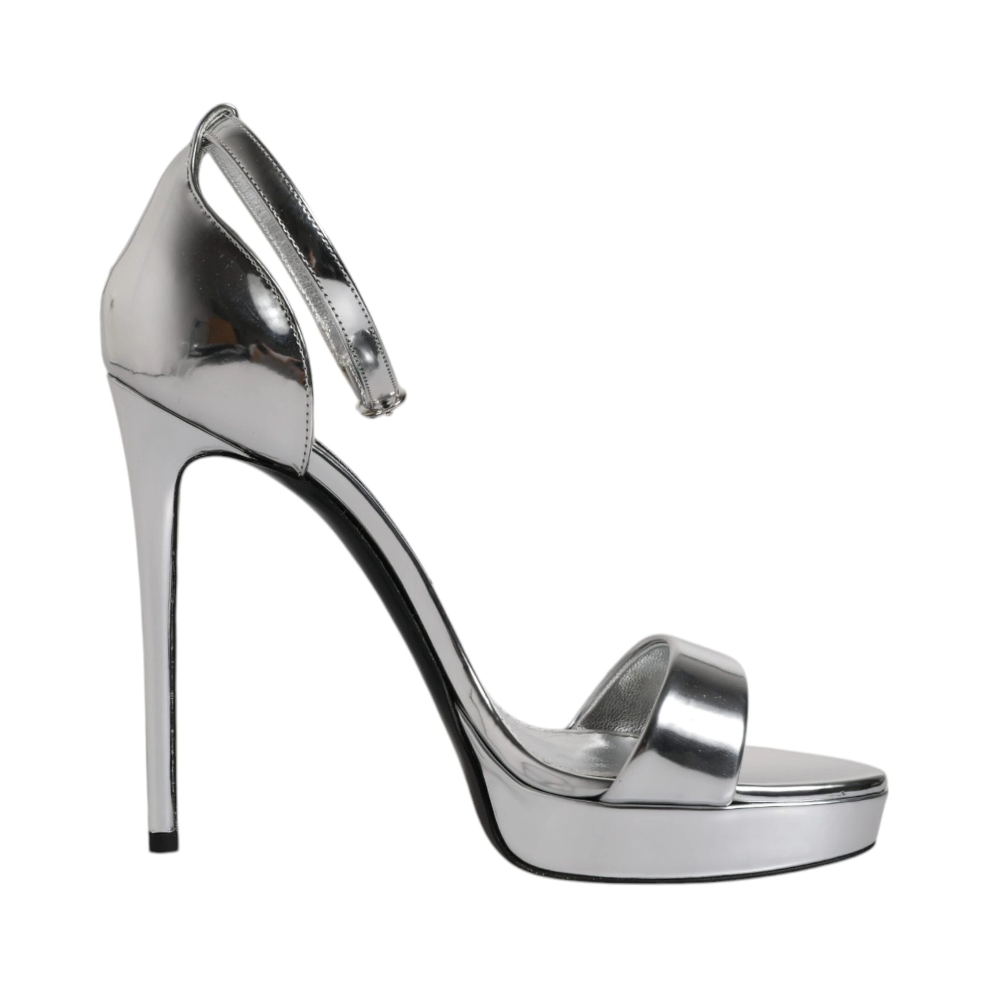 Silver KEIRA Heels Ankle Strap Sandals Shoes