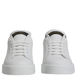 White Leather Classic Low Top Sneakers Shoes