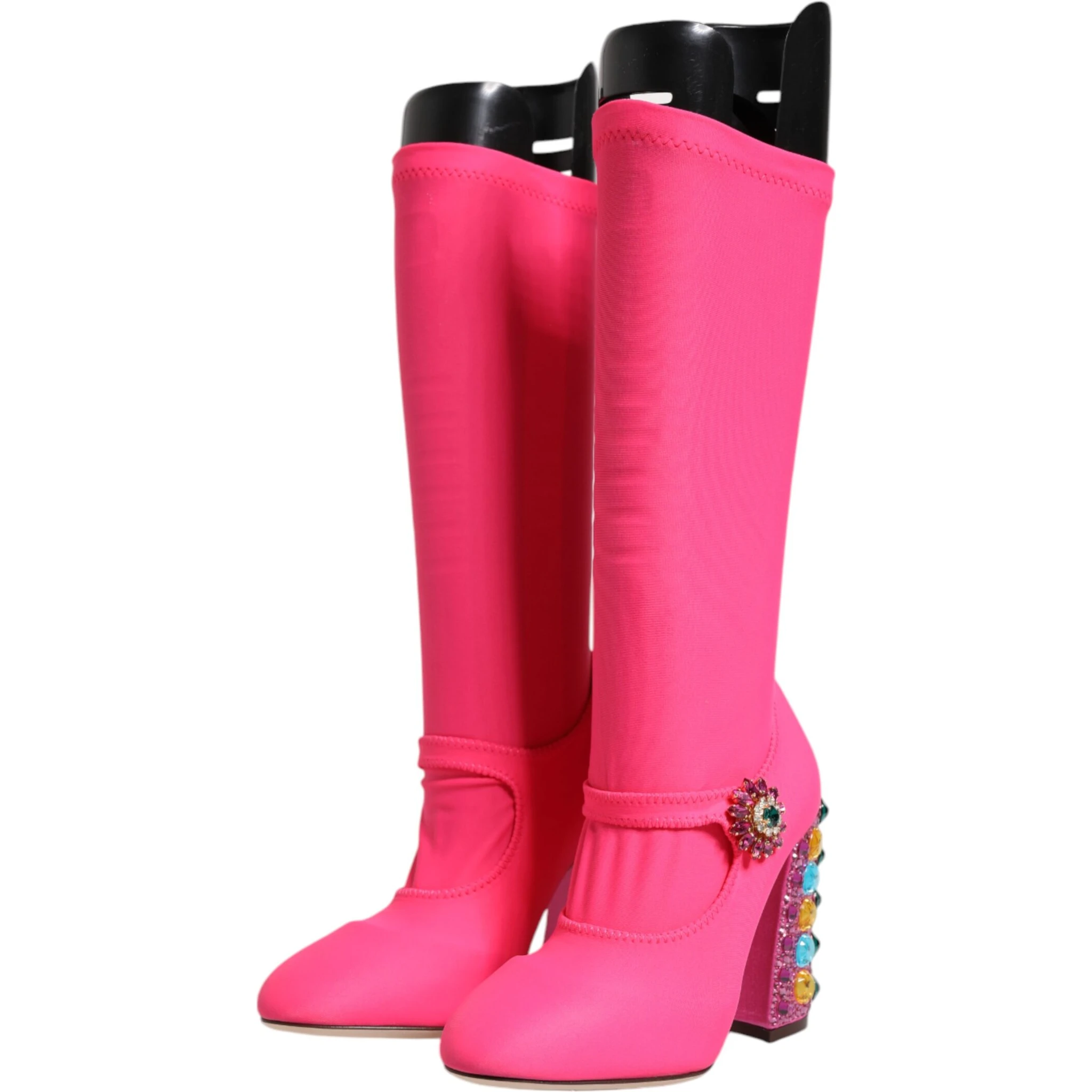 Pink Nylon Crystal Vally High Boots Shoes