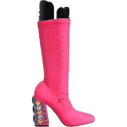 Pink Nylon Crystal Vally High Boots Shoes