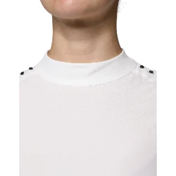 White Mock Neckline Sleeveless Tank Blouse Top