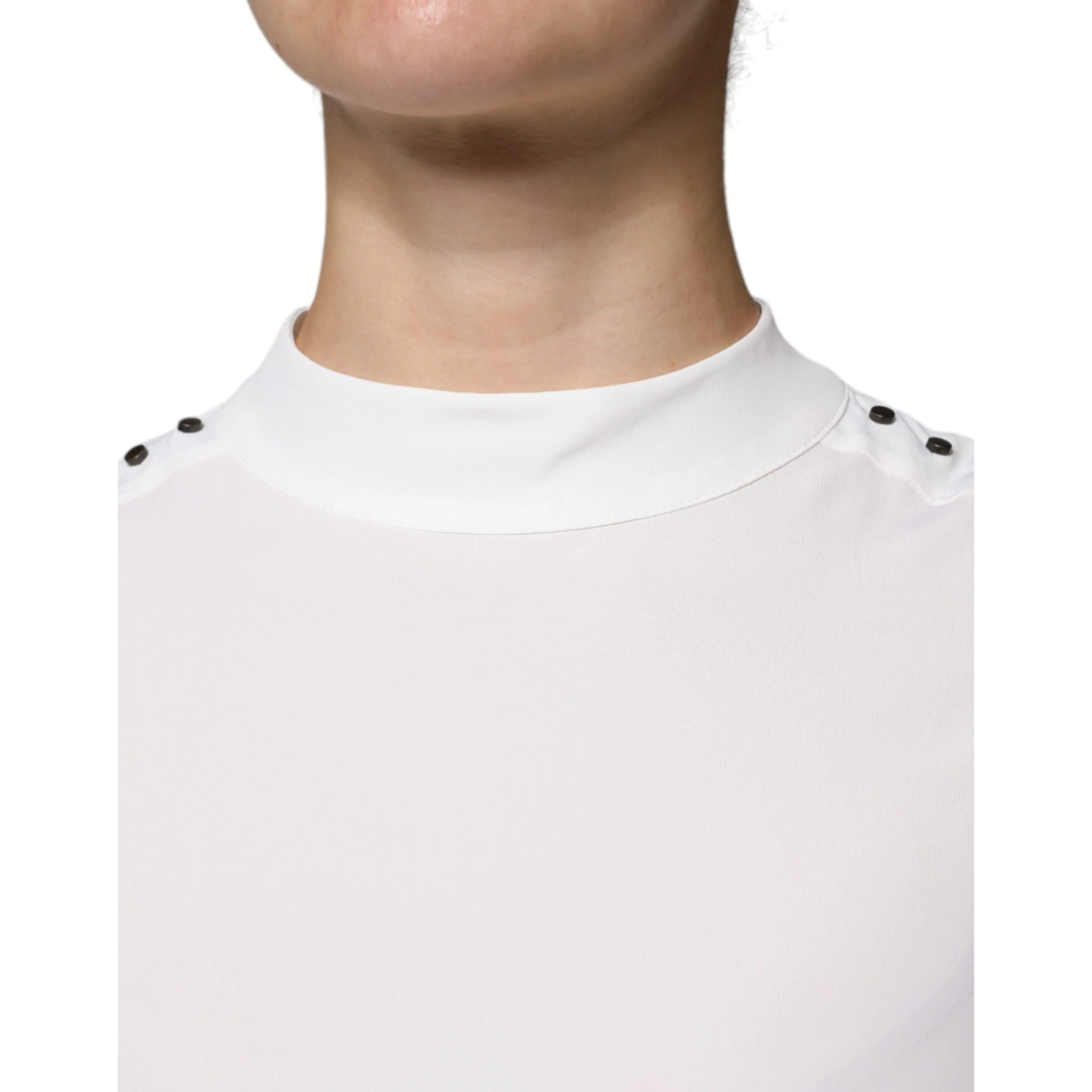 White Mock Neckline Sleeveless Tank Blouse Top