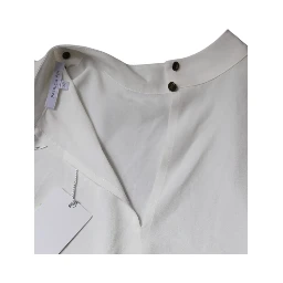 White Mock Neckline Sleeveless Tank Blouse Top