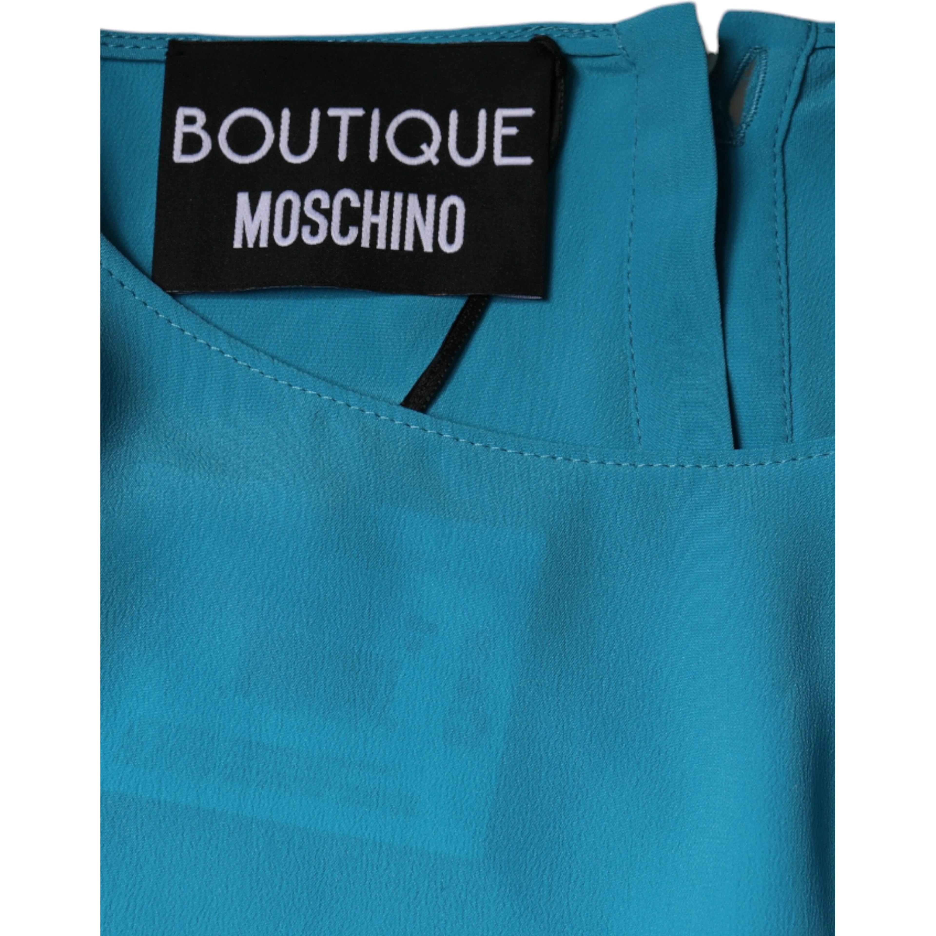 Blue Round Neckline Long Sleeves Blouse Top