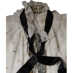 Off White Silk Blend Ascot Collar Blouse Top