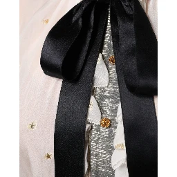 Off White Silk Blend Ascot Collar Blouse Top