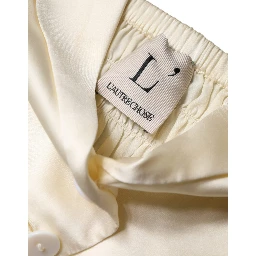 Off White Silk Sleeveless Buttoned Halter Top