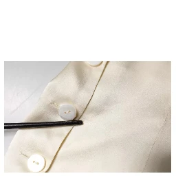 Off White Silk Sleeveless Buttoned Halter Top