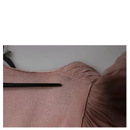 Brown Silk Short Sleeves V-neck Pleated Top