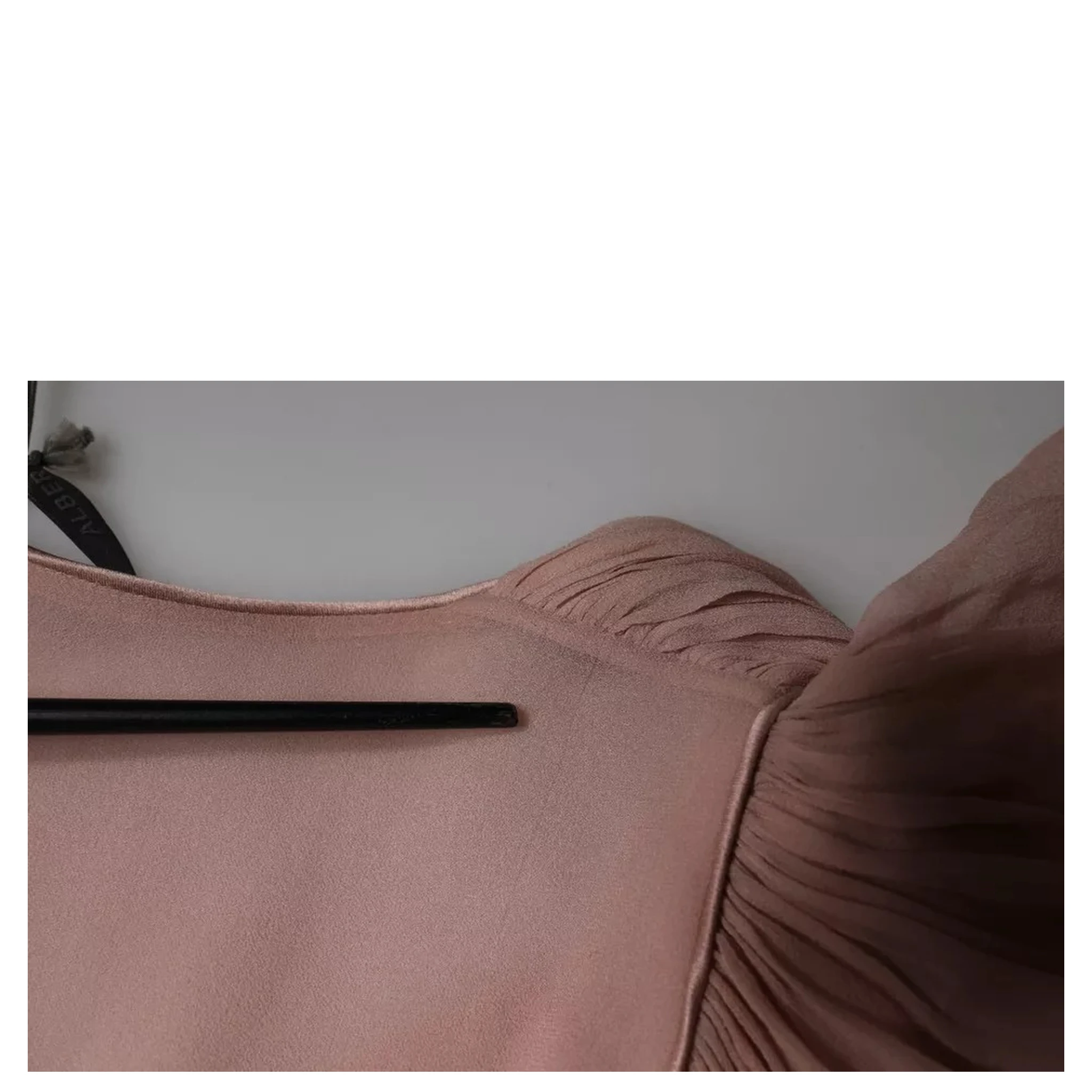 Brown Silk Short Sleeves V-neck Pleated Top