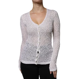 White Silk Button Down Cardigan Sweater