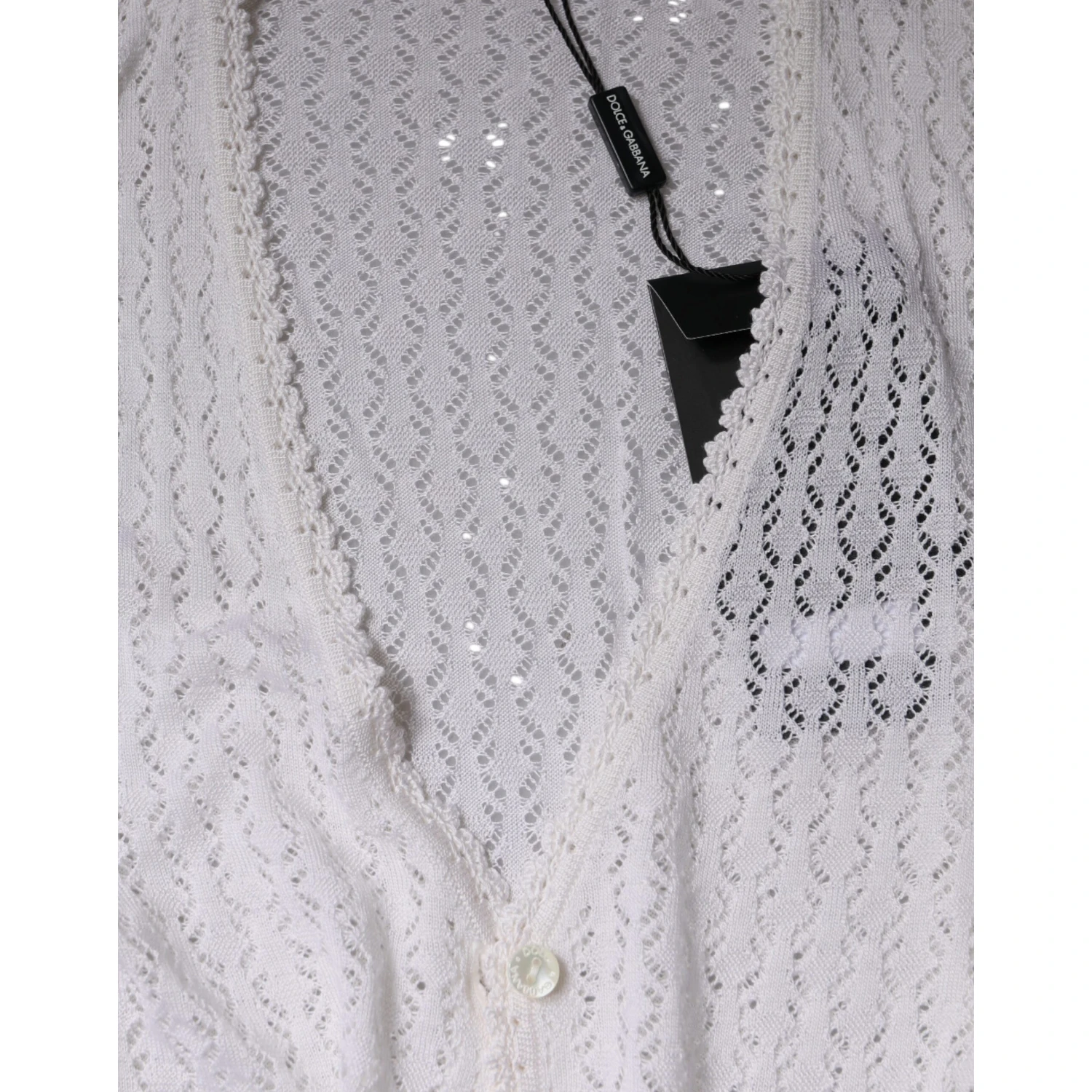 White Silk Button Down Cardigan Sweater