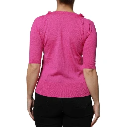 Pink Wool Button Down Cardigan Sweater