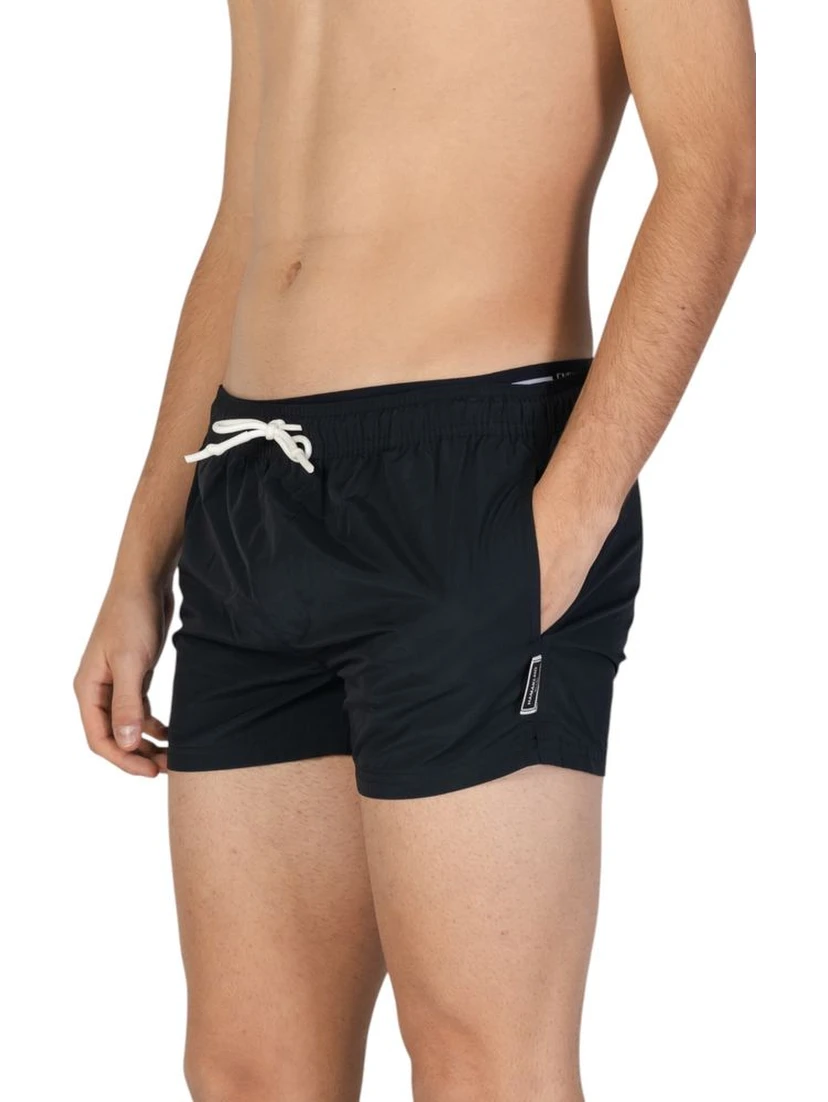 Black Polyester Swim Shorts