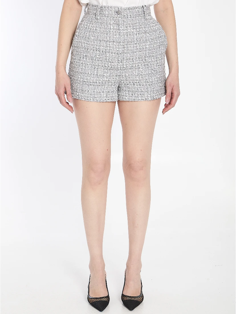 Lamé bouclé shorts