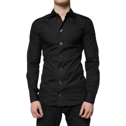 Black Cotton Formal Long Sleeves Dress Shirt