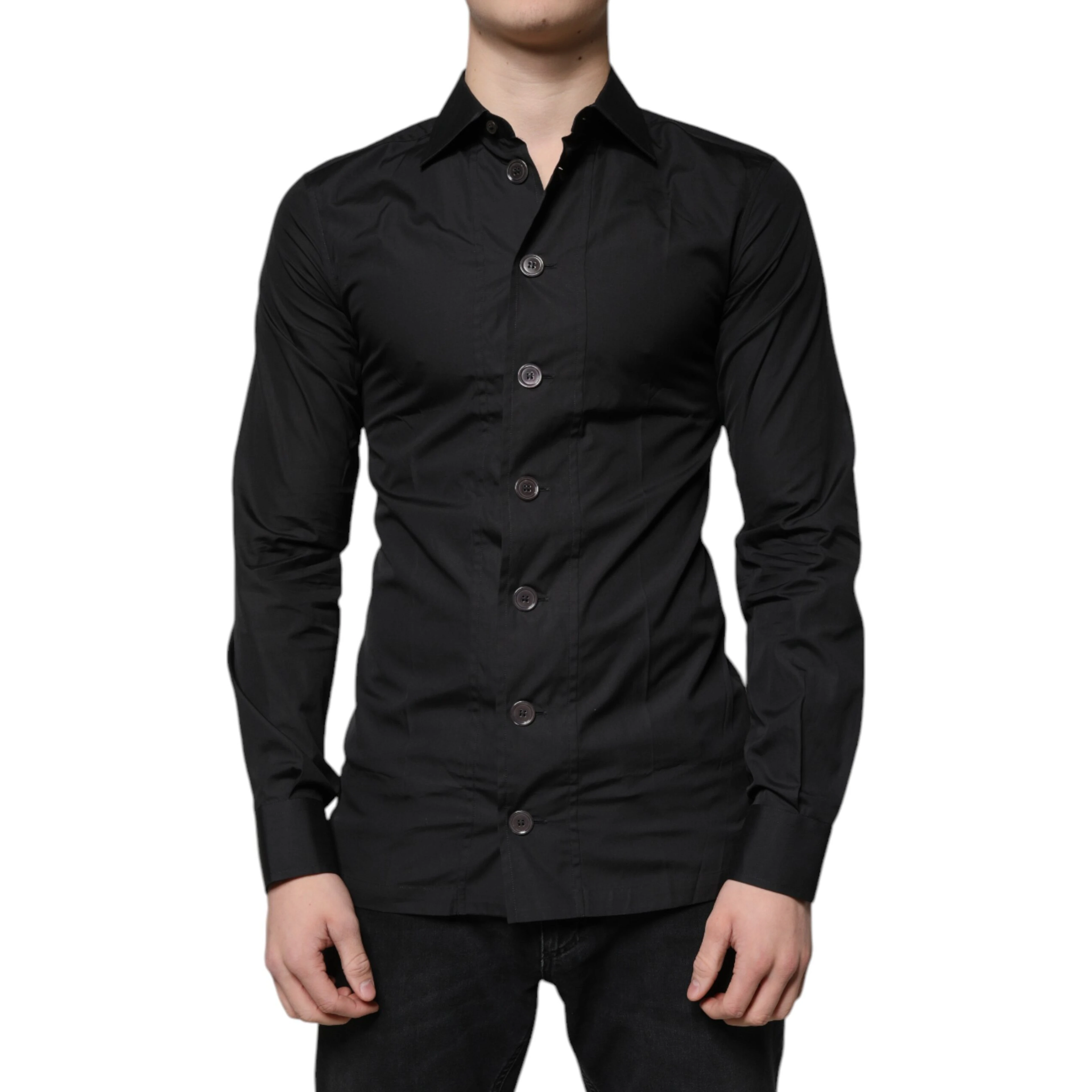 Black Cotton Formal Long Sleeves Dress Shirt
