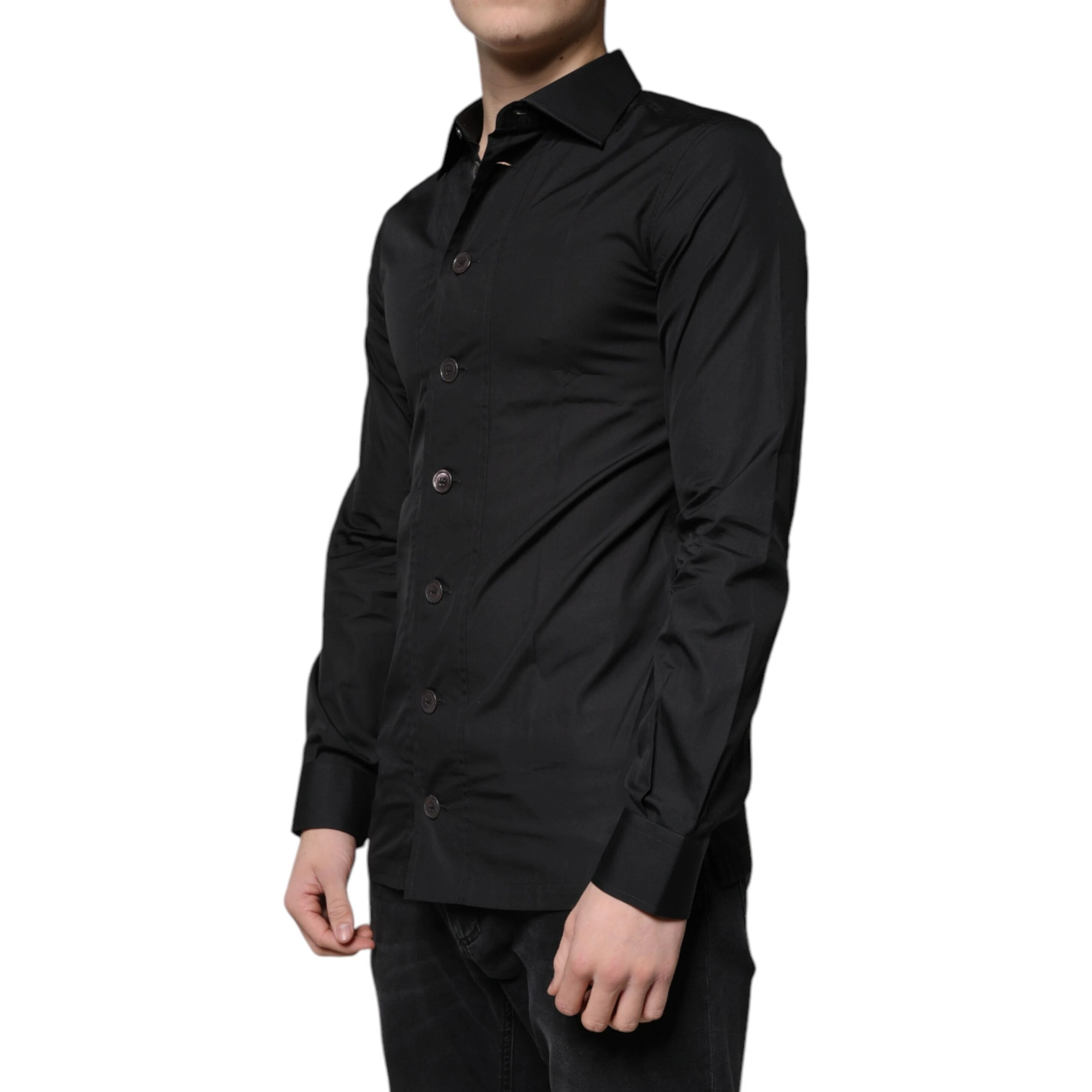 Black Cotton Formal Long Sleeves Dress Shirt
