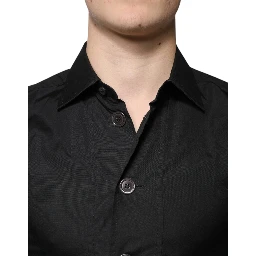 Black Cotton Formal Long Sleeves Dress Shirt