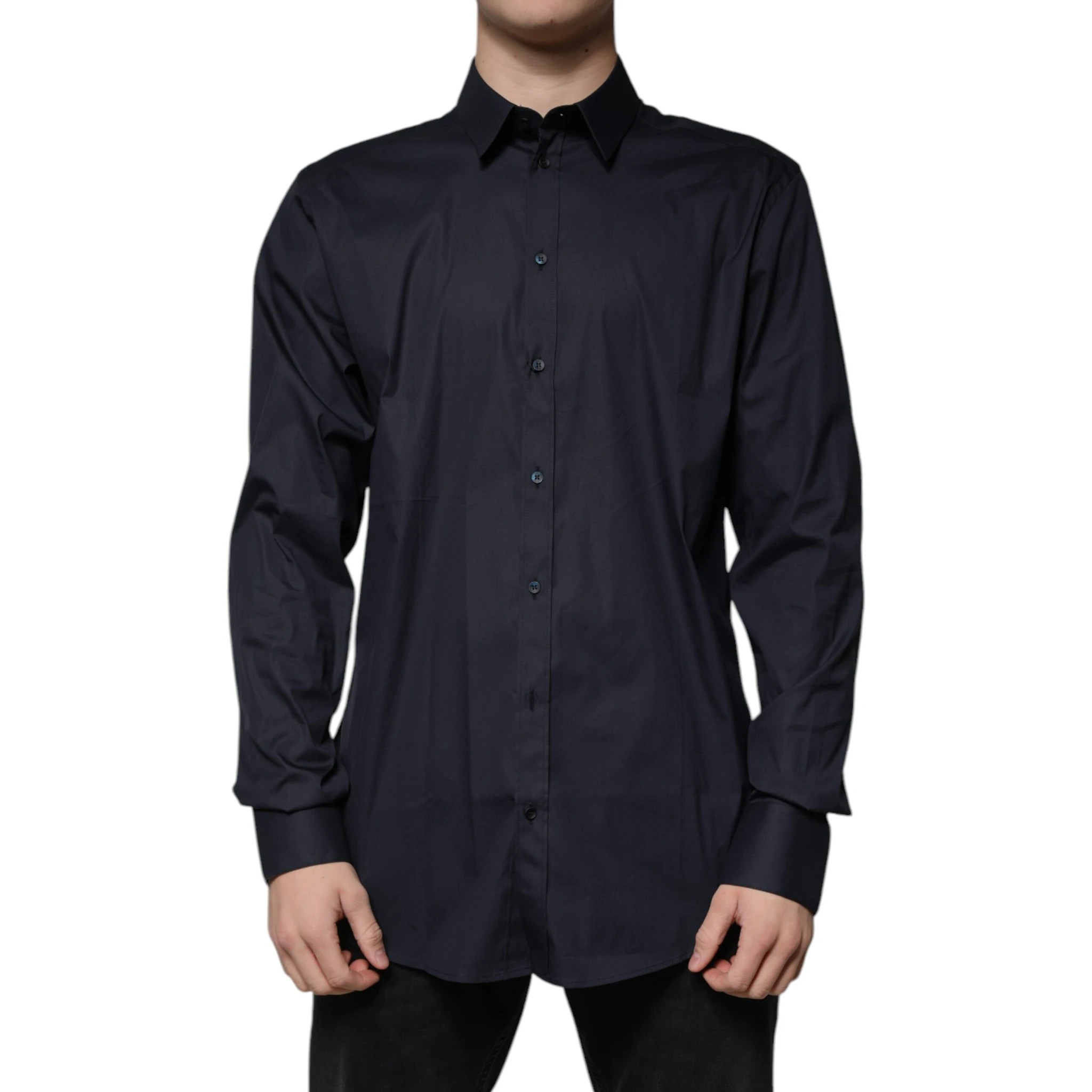 Black Cotton Blend Formal GOLD Dress Shirt