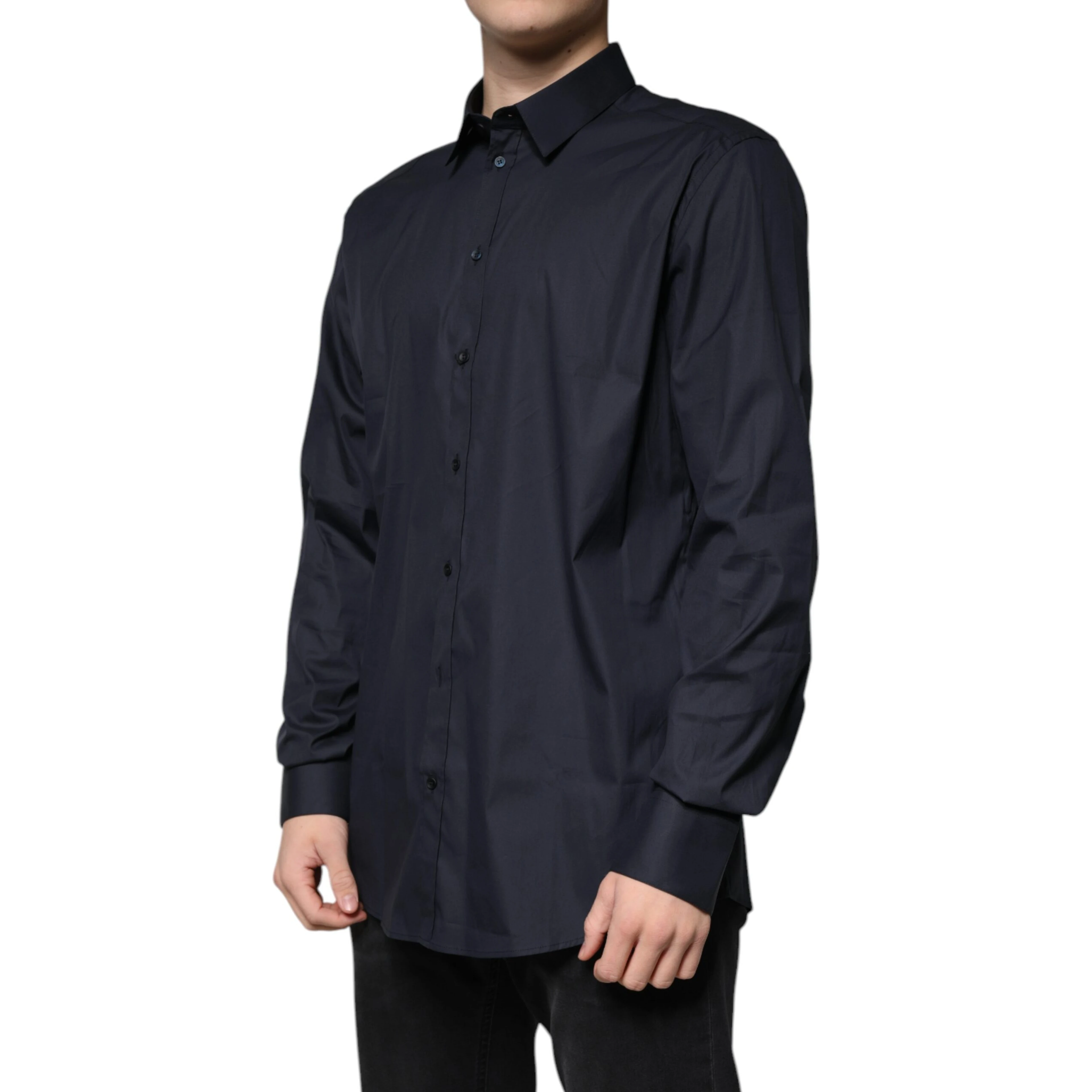 Black Cotton Blend Formal GOLD Dress Shirt