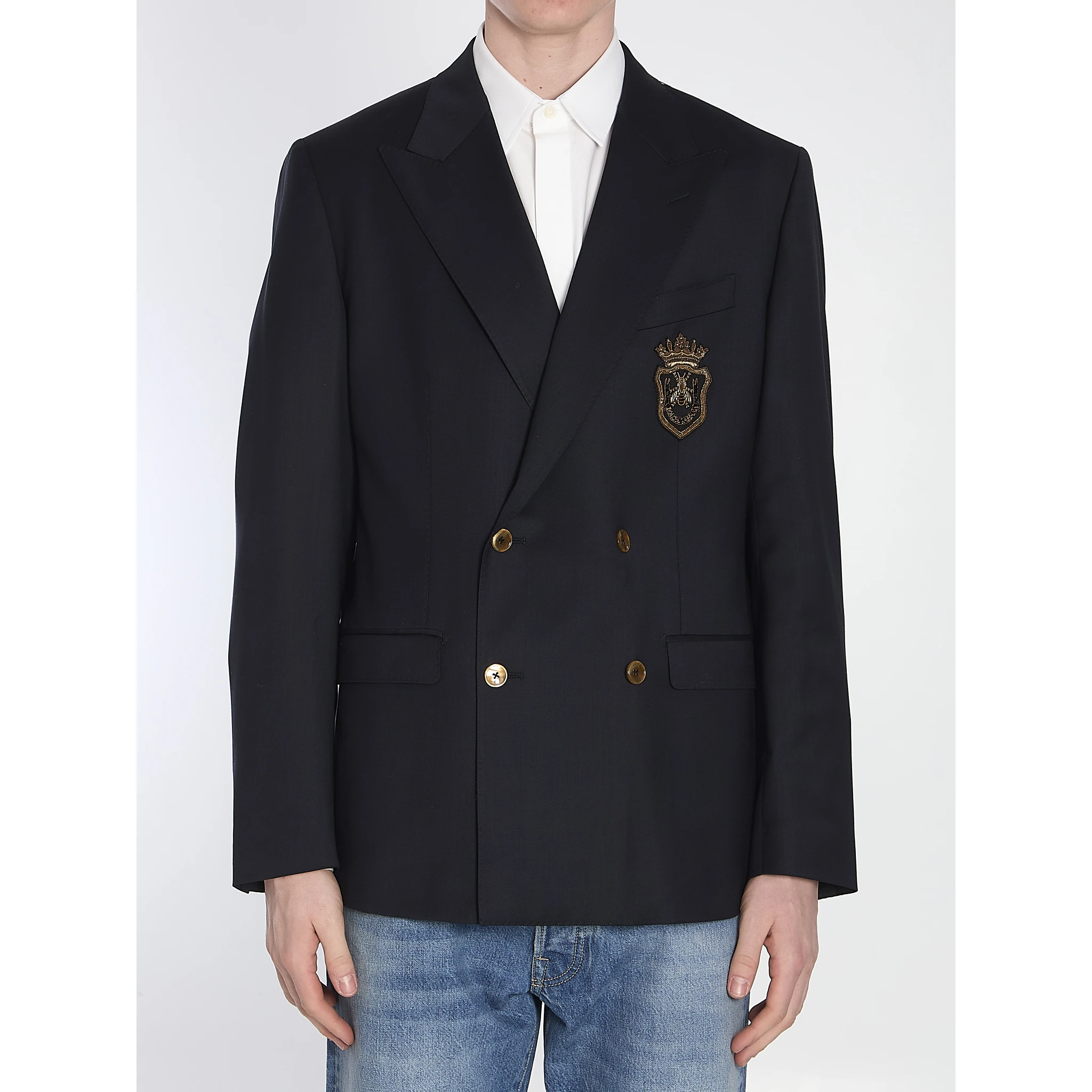 Double-breasted jacket with patch