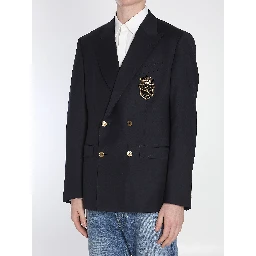 Double-breasted jacket with patch