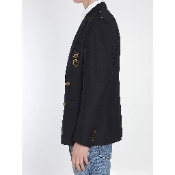Double-breasted jacket with patch