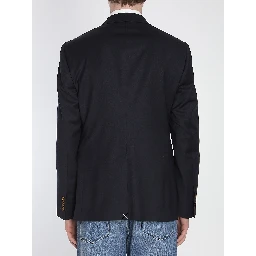 Double-breasted jacket with patch