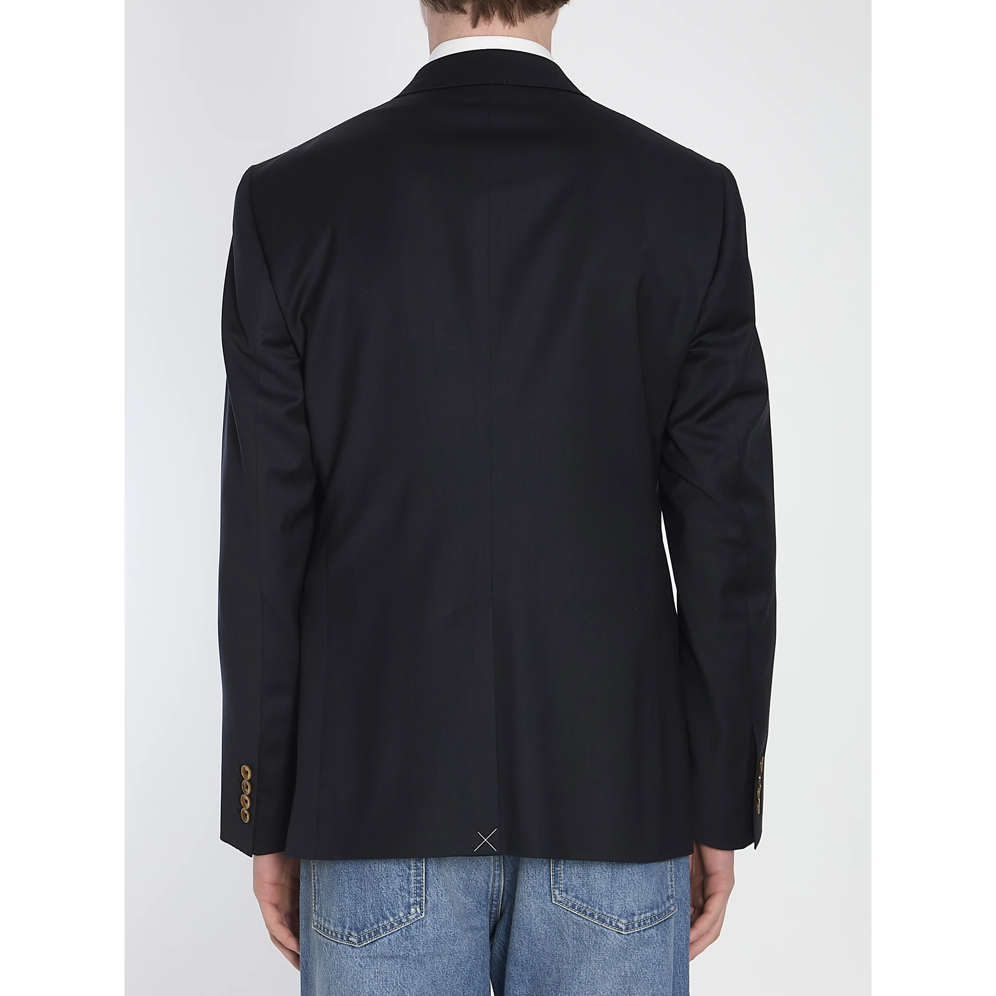 Double-breasted jacket with patch