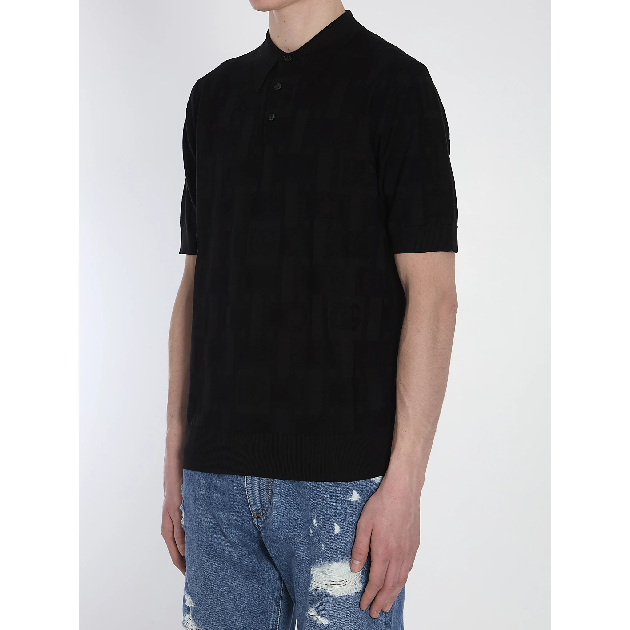 Jacquard logo polo shirt