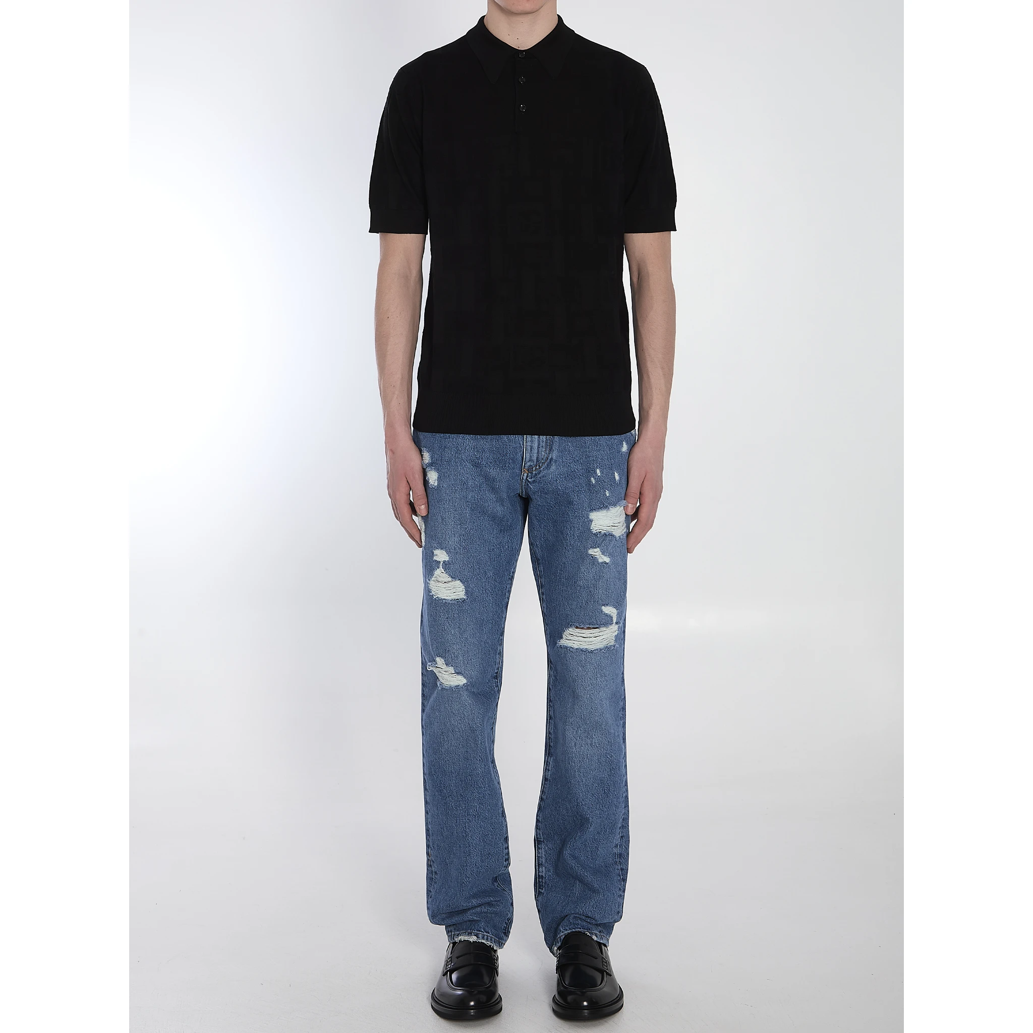 Jacquard logo polo shirt