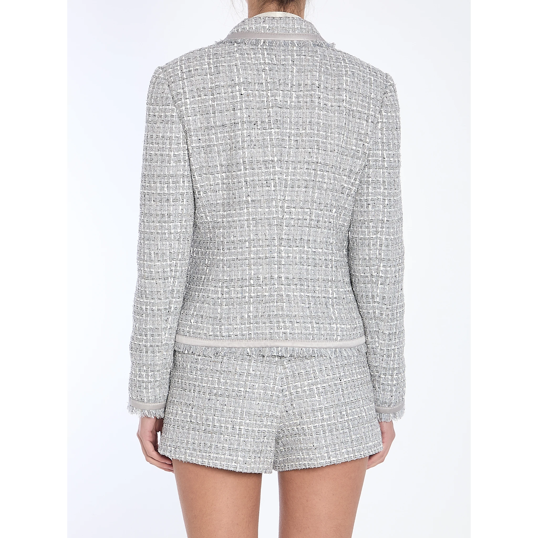 Jacket in grey lamé bouclé