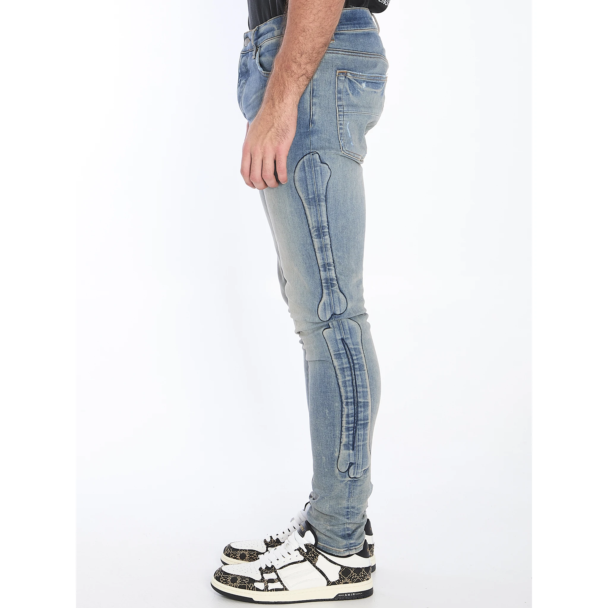 3D bones jeans