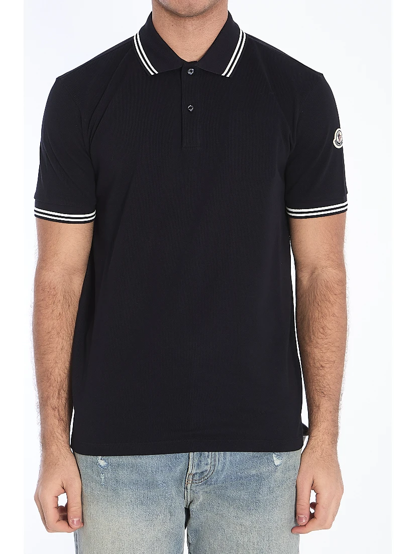 Striped trim polo shirt