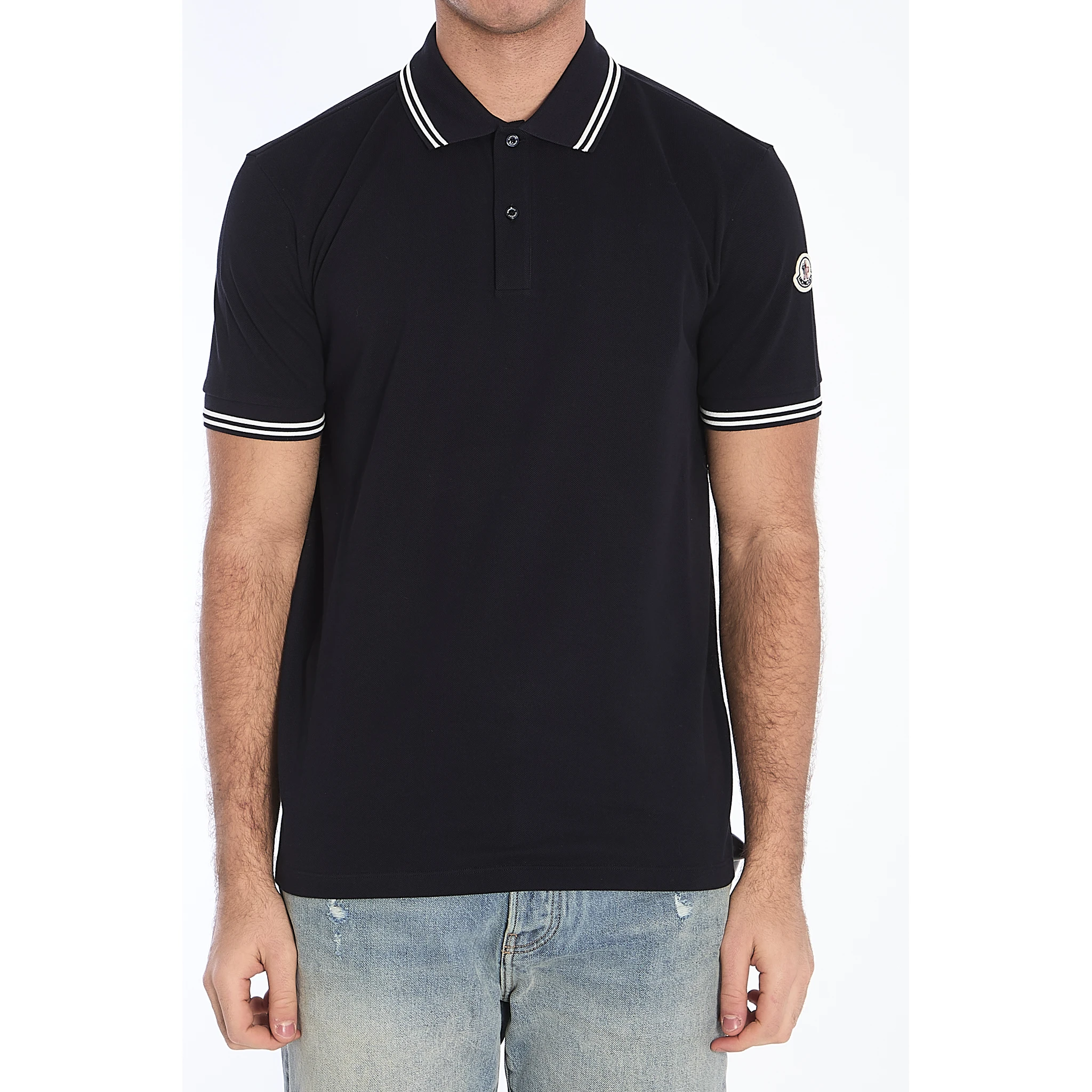 Striped trim polo shirt