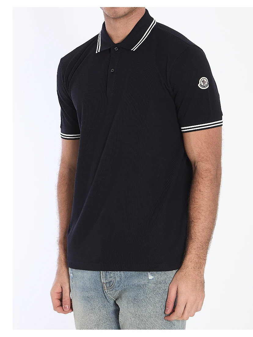 Striped trim polo shirt