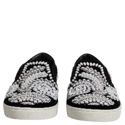 Black Embellished London Men Slip On Shoes