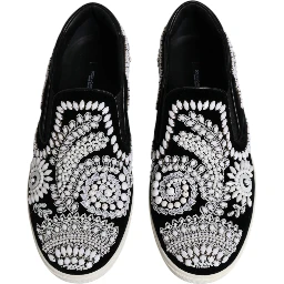 Black Embellished London Men Slip On Shoes