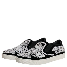 Black Embellished London Men Slip On Shoes