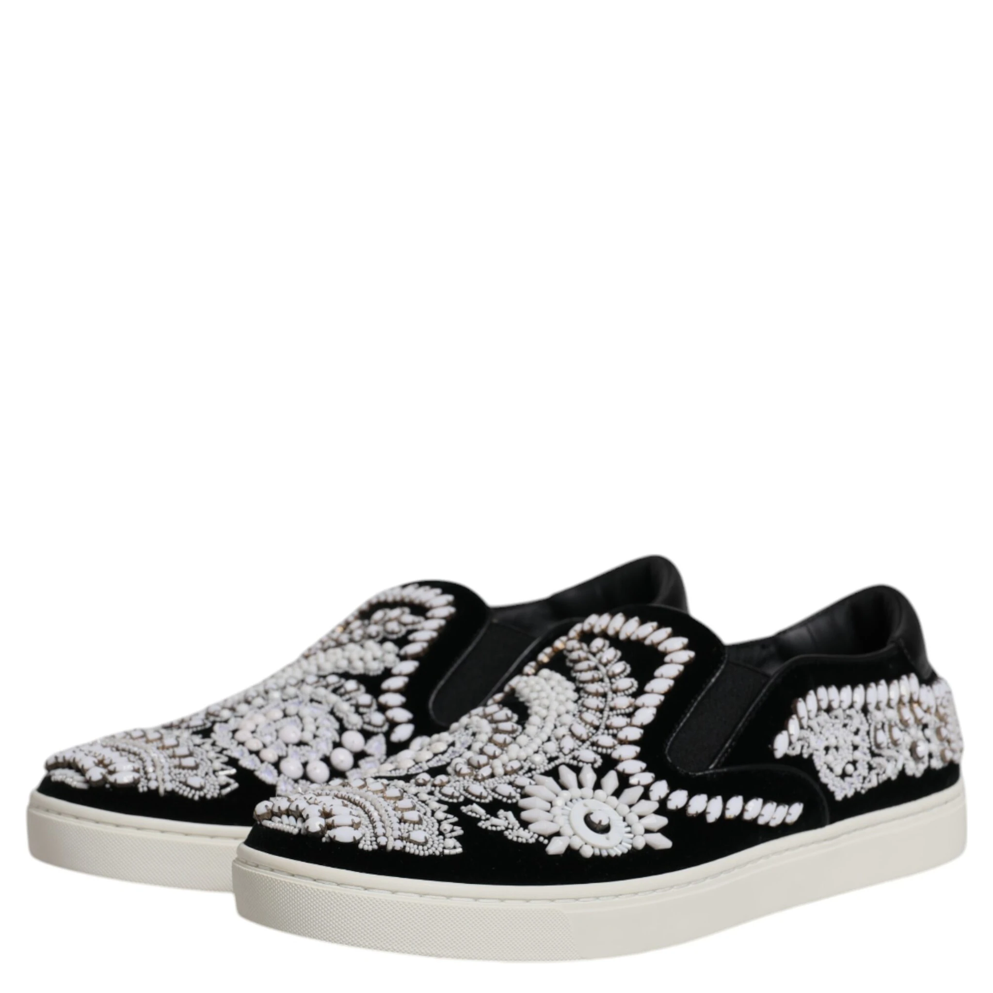 Black Embellished London Men Slip On Shoes