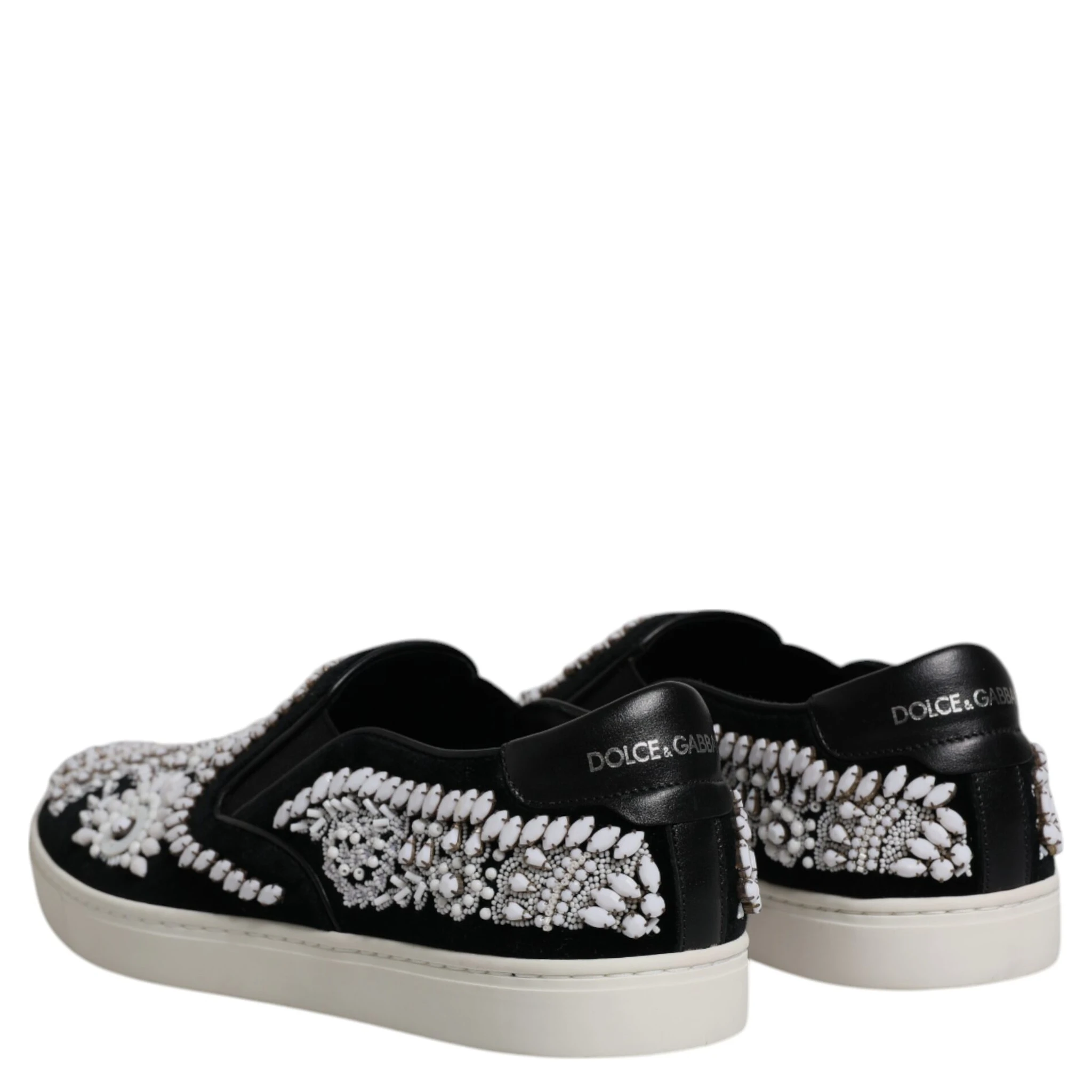 Black Embellished London Men Slip On Shoes