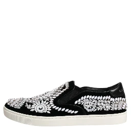 Black Embellished London Men Slip On Shoes