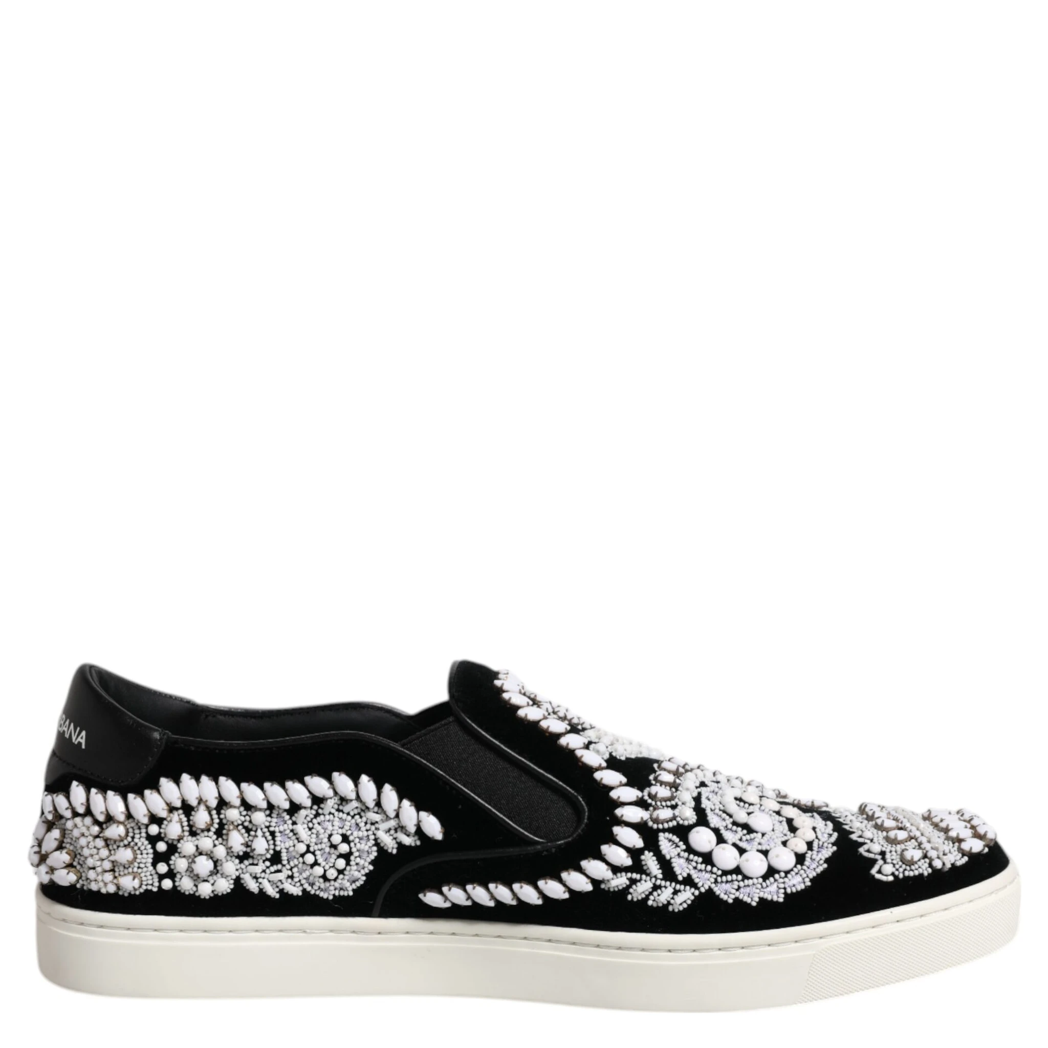 Black Embellished London Men Slip On Shoes