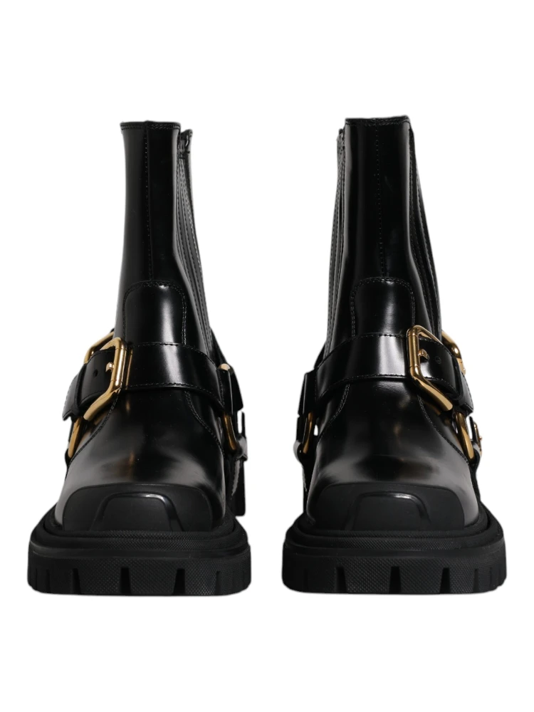Black Leather Slip On Stretch Trekking Boots Shoes alternative