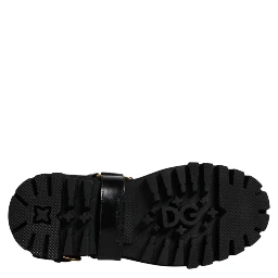 Black Leather Slip On Stretch Trekking Boots Shoes