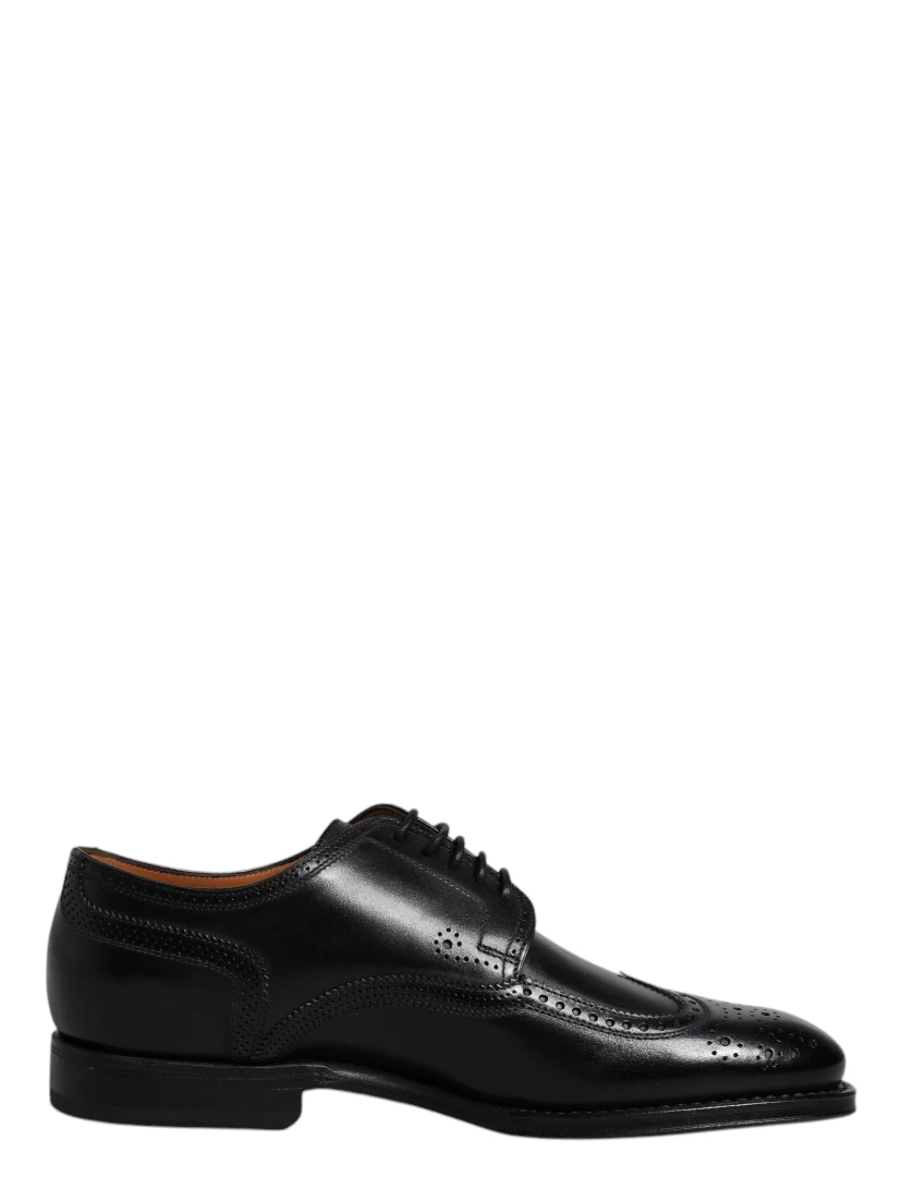 Black Leather Derby Wingtip Formal Shoes